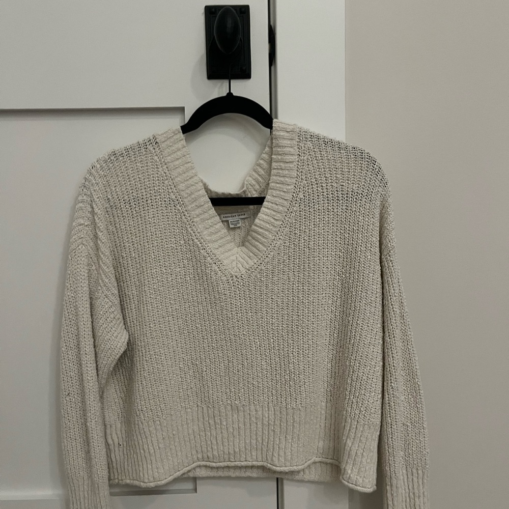 cream v-neck sweater